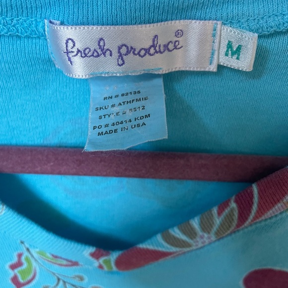 Fresh Produce Aqua Floral Long Sleeve Top- Medium - Picture 2 of 3